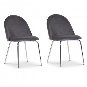 Plaza velvet stol - Grå/krom Plaza velvet stol - Grå/krom