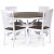 Skagen spisebordsst; rundt spisebord 120 cm - Hvid/brunolieret eg med 4 Skagen stole (Ribber i ryggen) med brunolieret sde i