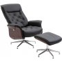 Milos lnestol med fodskammel (Recliner) - Sort PU