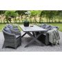 Oxford udendrs spisegruppe; grt bord 220 cm inkl. 6 Mercury lnestole gr syntetisk rattan