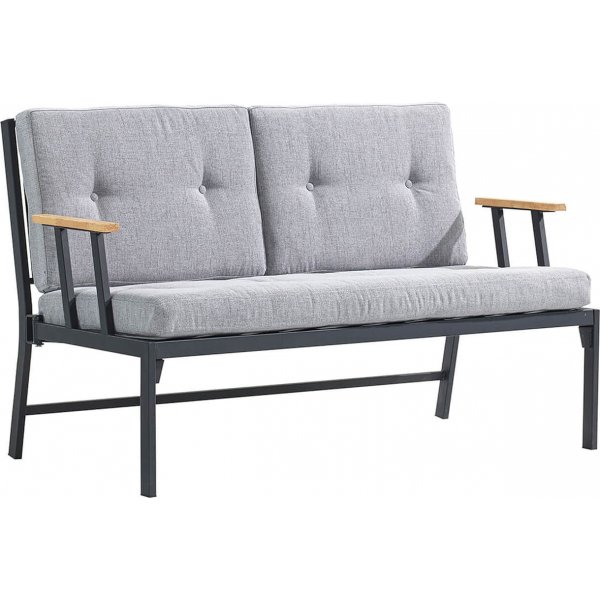 Lotus 2-personers udendrs sofa - Sort/fume