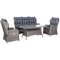 Alaska udendørs møbelsæt høj ryg med recliner (3+1+1) - Grå polyrattan Alaska udendørs møbelsæt høj ryg med recliner (3+1+1) - Grå polyrattan