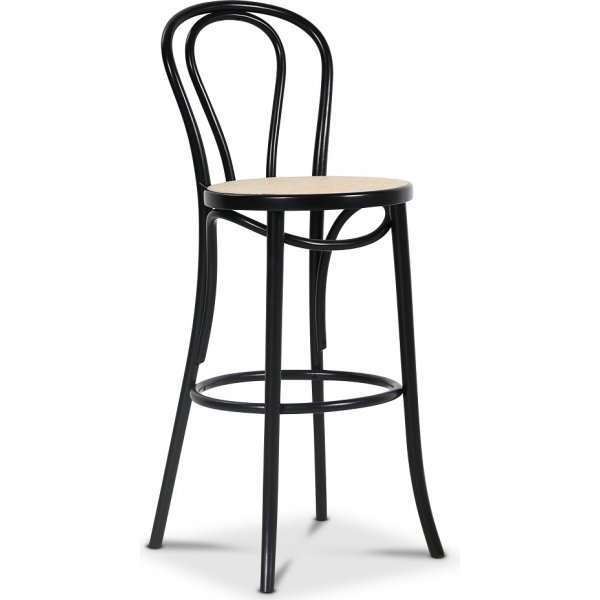 Barstol af bjet tr No. 18 - Sort/rattan