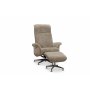 Ulla lnestol med fodskammel i freskind - Beige / Whitewash / Krom