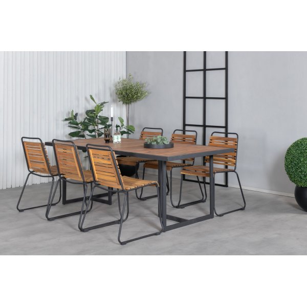 Khung udendrs spisest med 6 Bois stole - Sort/Natur