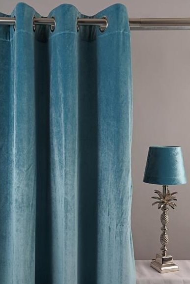 Velour Curtain Pair 240x140 cm - Turkis