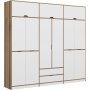 Elina garderobe 277 x 52 x 253 cm - Hvid/brun