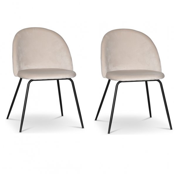 Giovani velvet stol - Lysbeige/sort