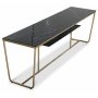Stella mediebnk - Sort marmoreret glas / Messingfarvet bund