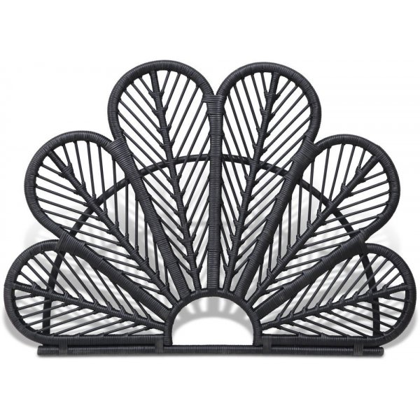 Peacock sengegavl i rattan (Passer til 80-120 cm seng) - Sort