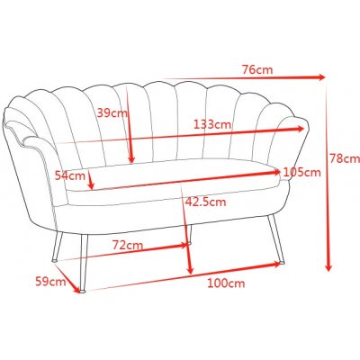 Kingsley 2-personers sofa i fljl - grn/messing + Mbelplejest til tekstiler