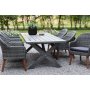 Oxford udendrs spisegruppe; grt bord 220 cm inkl. 6 Valetta lnestole gr syntetisk rattan