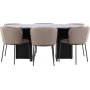 Spisebord Strada med 6 Edina stole - Brun/sort + 6.00 x Servietringe