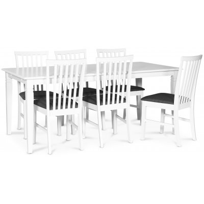 Sandhamn spisebordsst; 180x90 cm bord med 6 stk. Sandhamn Alice spisebordsstole