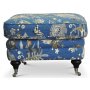 Savoy fodskammel med blomsterstof - Havana Blue
