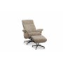 Ulla lnestol med fodskammel i freskind - Beige / Whitewash / Krom