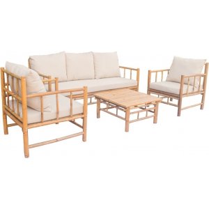Tinka bambus udendørs gruppe; 3-personers sofa med bord og 2 lænestole - Bambus Tinka bambus udendørs gruppe; 3-personers sofa med bord og 2 lænestole - Bambus