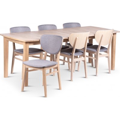 Kivik spisebord 160-210x90 cm med 6 Fr stole