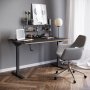 Wedge skrivebord manuel hve-/snkefunktion - Sort HPL (Hjtrykslaminat)