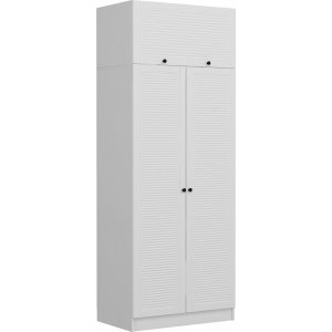 Larett garderobe med overskab, 90 cm - Hvid