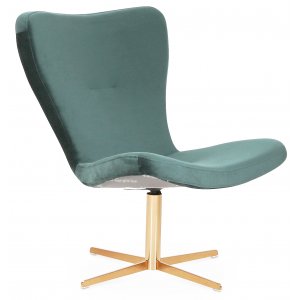 Tulpan design lænestol i grønt fløjl med fod af messing + Pletfjerner til møbler