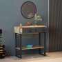 Valery sidebord med spejl 90 x 35,3 cm - Antracit/mrkebrun