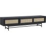 Othello mediebnk 200 cm - Sort/rattan
