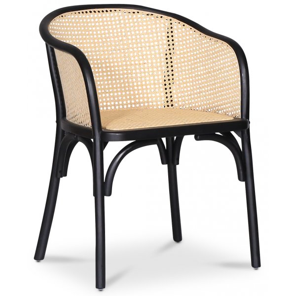 Lotus stol - Sort/rattan