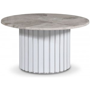 Sumo Sofabord O85 - Hvidbejdset eg / Slv marmor