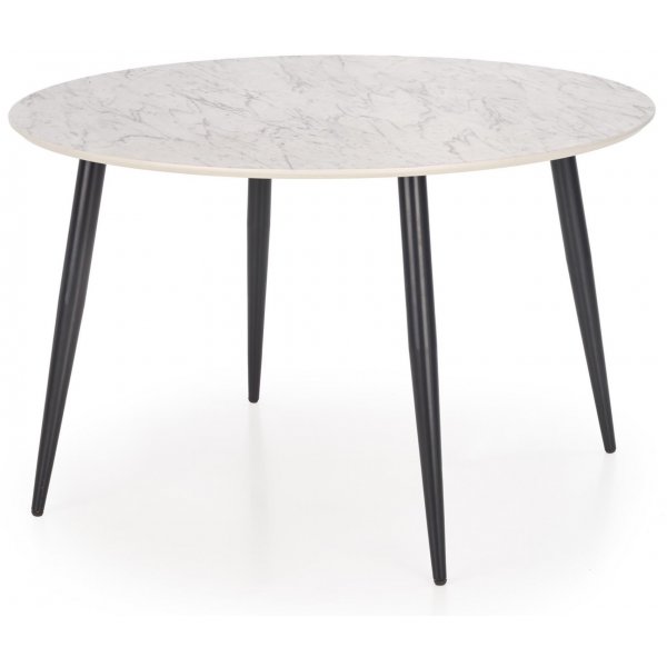 Belagio spisebord rundt 120 cm - Hvid marmor/sort