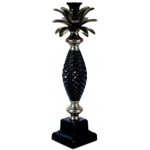 Lysestage ananas - Old silver / Sort