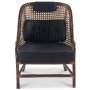 Anton lnestol i rattan - Brunbejdset / Sort PU
