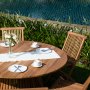 Salt udendrs spisebordsst rundt 150 cm bord med 6 spisebordsstole - Teaktr