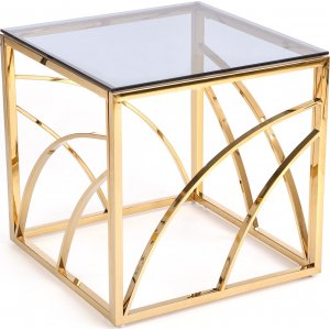 Kosmos sofabord 55 x 55 cm - Rget glas/guld