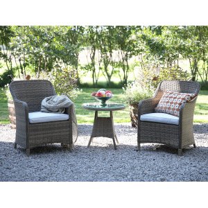 Mercury loungest med lnestole og rundt sidebord - Polyrattan + Pletfjerner til mbler