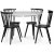 Sandhamn spisebordsst; Rundt spisebord med 4 stk. sorte Castor spisebordsstole + Pletfjerner til mbler