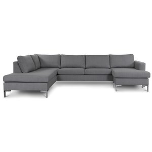 Nova U-sofa lysegr tekstil - Venstre + Pletfjerner til mbler
