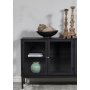Cliff sidebord i metal med 4 dre - Sort / Klart glas + Mbelfdder