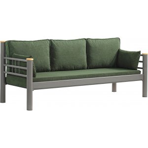 Kappis 3-personers udendrs sofa - Brun/grn + Mbelplejest til tekstiler