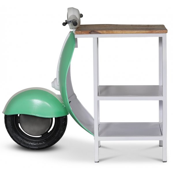 Vintage Vespa bardisk/ sengebord 104 x 44 cm - Hvid/grn