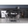 Plaza spisegruppe, marmorbord med 4 Plaza fljlsstole - Gr / Gr / Krom