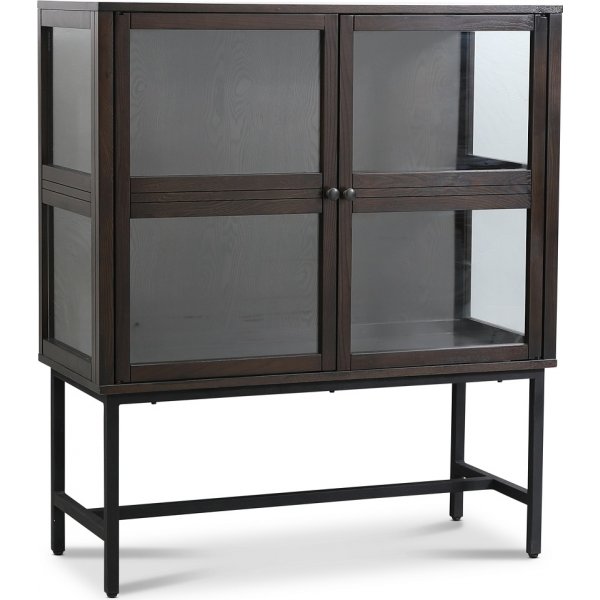 Lamier vitrineskab highboard - Brunbejdset eg