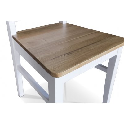 Dalars spisebordsstol med sde i egetr og kryds i ryggen - Hvid/olieret Eg + Mbelplejest til tekstiler