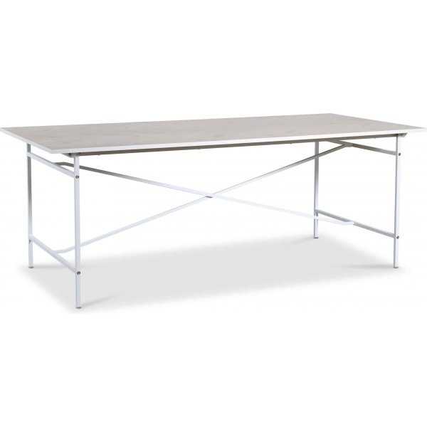 Crystal spisebord 200 cm (Fishbone) - Hvid / Whitewash