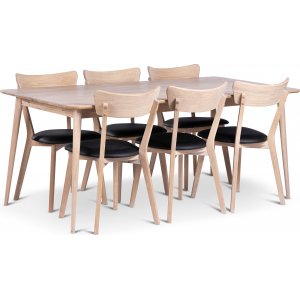 Odense spisebord 180x90 cm med 6 Eksj stole