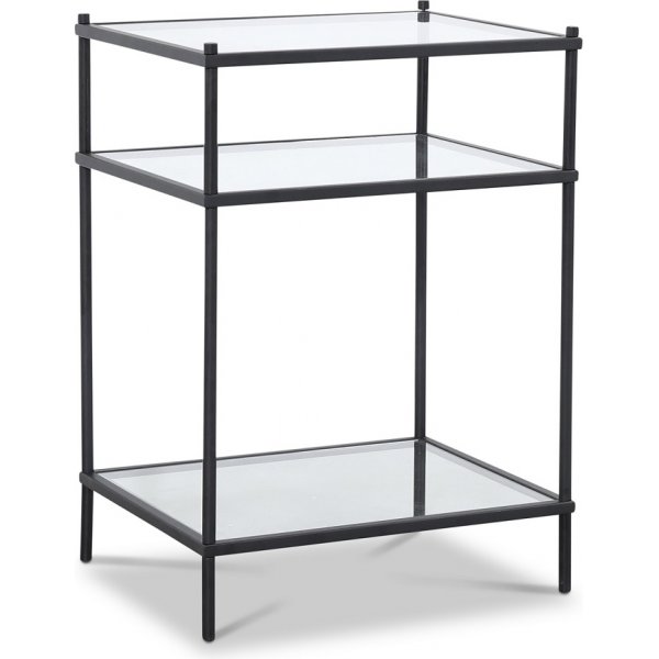 Sengebord Tiffany Inca - Sort / Glas
