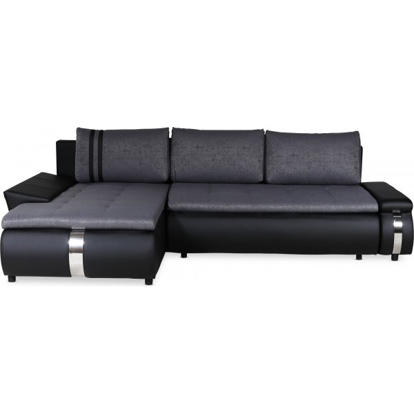 Kungsholmen sovesofa med divan venstre - Gr / sort PU