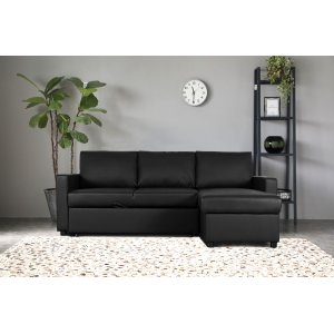 Dream sovesofa med opbevaring (divansofa) - Antracit (ecolæder) Dream sovesofa med opbevaring (divansofa) - Antracit (ecolæder)