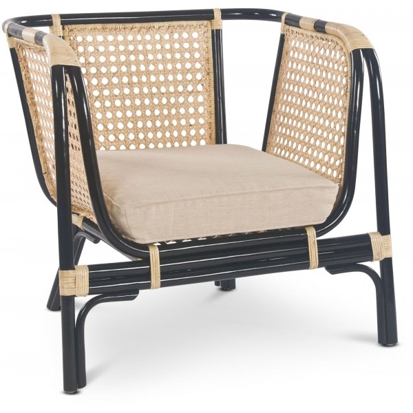 Marbella lnestol - Rattan/sort