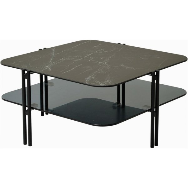 Hayes sofabord 80 x 80 cm - Sort keramik/glas